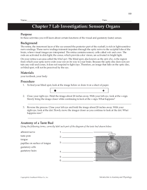 Chapter 7 Lab Investigation Sensory Organs  Form