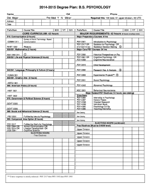 Utd Psychology Degree Plan  Form