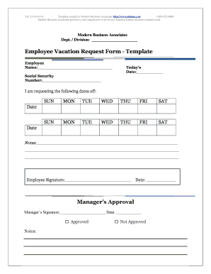 Vacation Request Form Mbahro