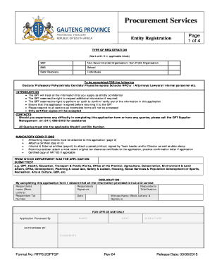 Entity Registration Rev 4 Gauteng Provincial Treasury Treasury Gpg Gov  Form