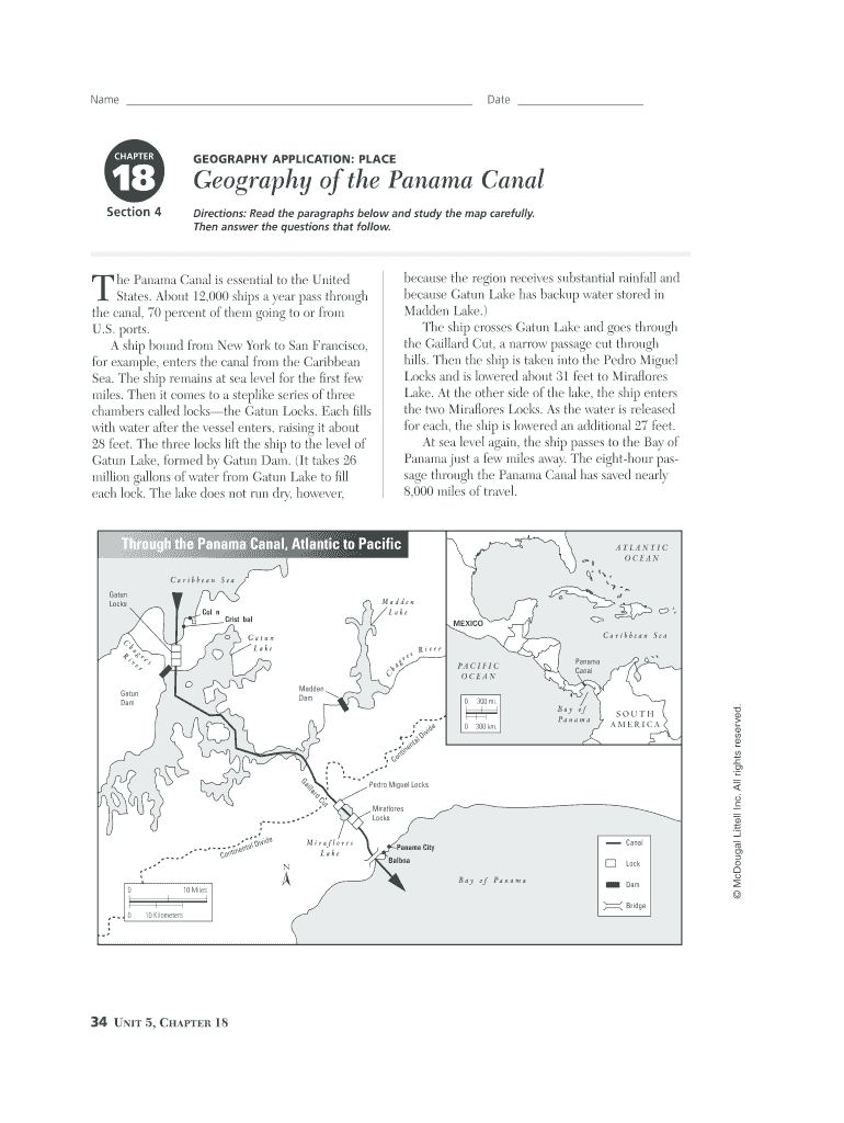 Geography of the Panama Canal Answer Key  Form