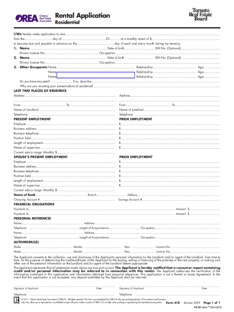 OREA Form 410 Next Rental