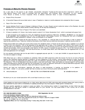 Aviva Maturity Form