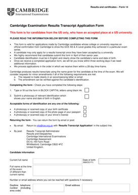 Transcript Application Form