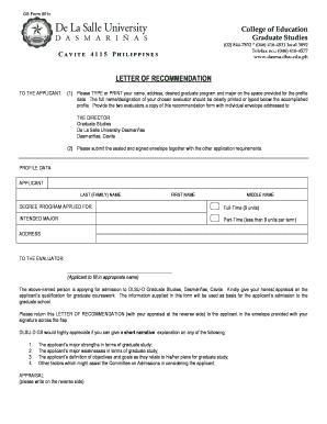 LETTER of RECOMMENDATION2 De La Salle University  Form