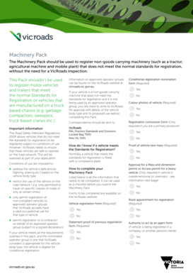 Tractor Registration Victoria  Form