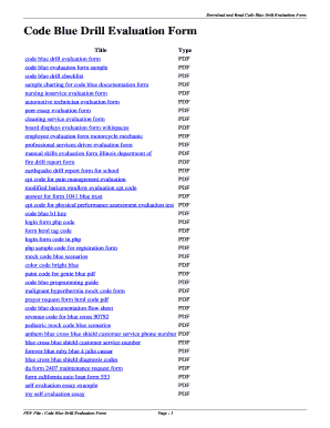 Code Blue Drill Evaluation Form