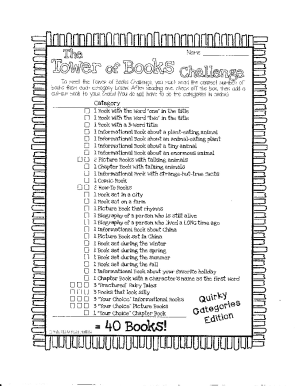 Tower of Books Template  Form