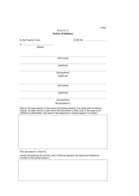 G12 Notice of Defence Justice Govt  Form