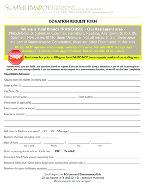 Kfc Donation Request  Form