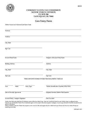 Cherokee Nation Lien Entry Form