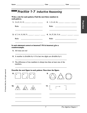 Inductive Reasoning Practice Worksheet  Form
