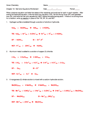 Net Ionic Equations Pogil Answers PDF  Form