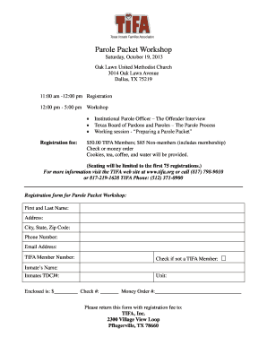 Parole Packet Template Texas  Form