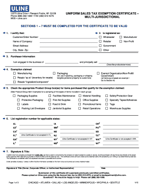 Uline Tax Exempt  Form