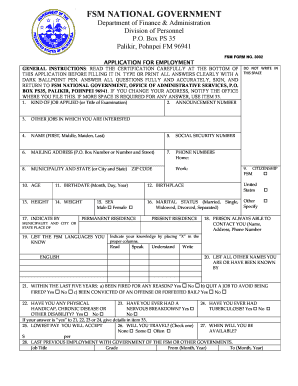  Fsm Job Application Form 2008-2024