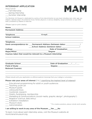 Montclair Art Museum Internship  Form