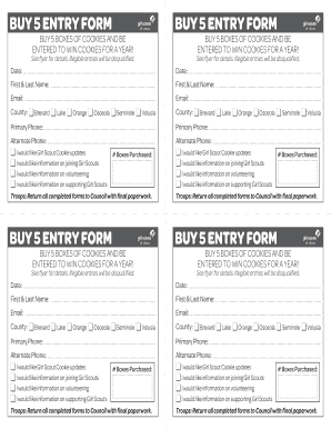 Buy 5 Entry Form Buy 5 Entry Form Girl Scouts of Citrus