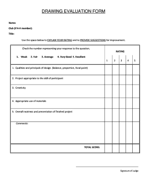 DRAWING EVALUATION FORM Fonddulacuwexedu Fonddulac Uwex