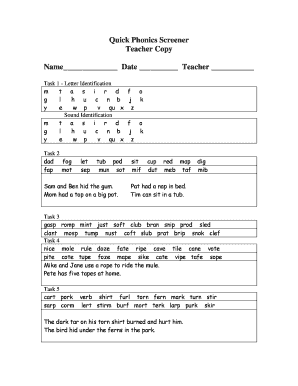 Quick Phonics Screener  Form