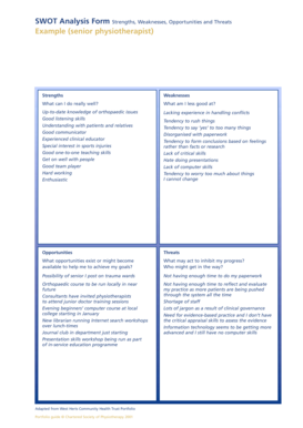 Swot Analysis Physiotherapy  Form