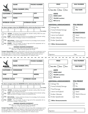 Dealer Consignment Form Adesa