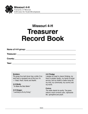  Missouri 4 H Treasurer Record Book 4h Missouri 2015