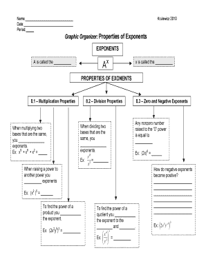 Graphic Organizer Properties of Exponents  Form