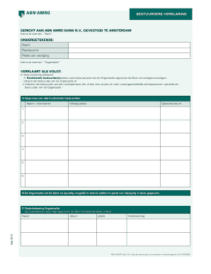 BESTUURDERS VERKLARING GERICHT AAN ABN AMRO BANK NV  Form