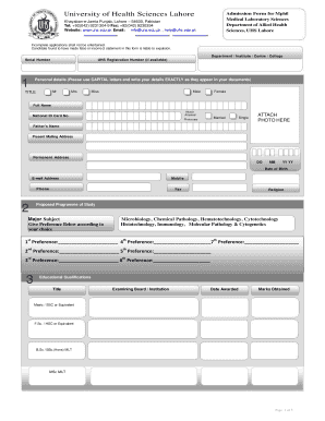 Uhs Form Download