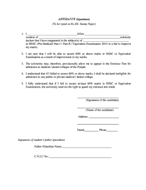 AFFIDAVIT Specimen University of Health Sciences Uhs Edu  Form