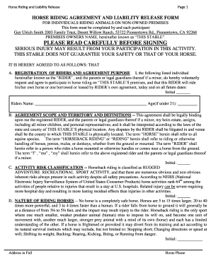 Horse Riding and Liability Release  Form