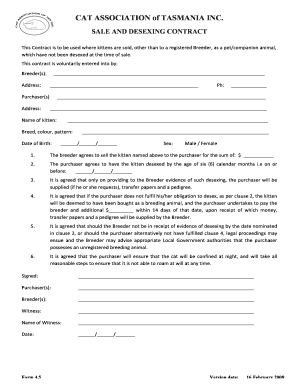 Desexing Contract  Form