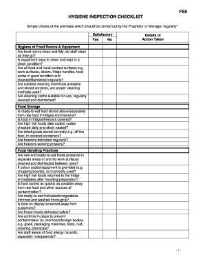 Hygiene Inspection Checklist PDF  Form