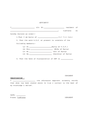 Huf Affidavit Sample  Form