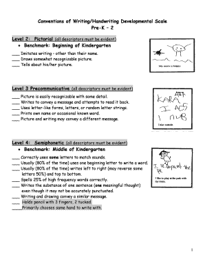 Conventions of Writing Developmental Scale  Form