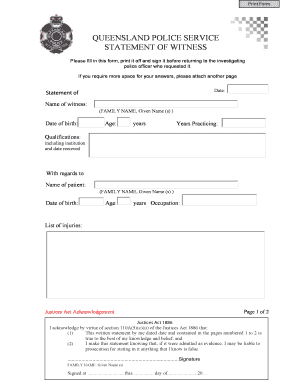 Witness Statement Template Qld  Form