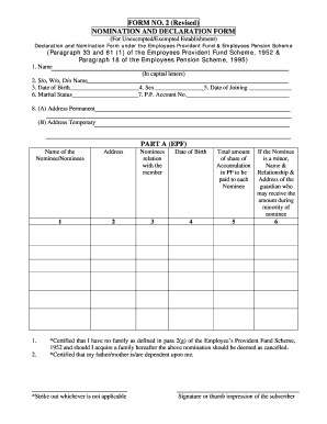 Nomination and Declaration Form Filled Sample