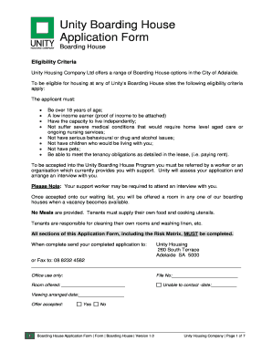 Unity Housing Application Form