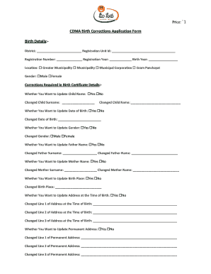 Cdma Birth Correction Form