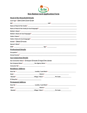 Ration Card Application Form