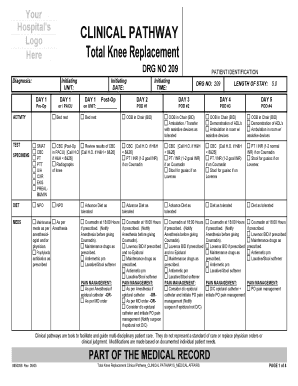 Total Knee Replacement Clinical Pathway  Form