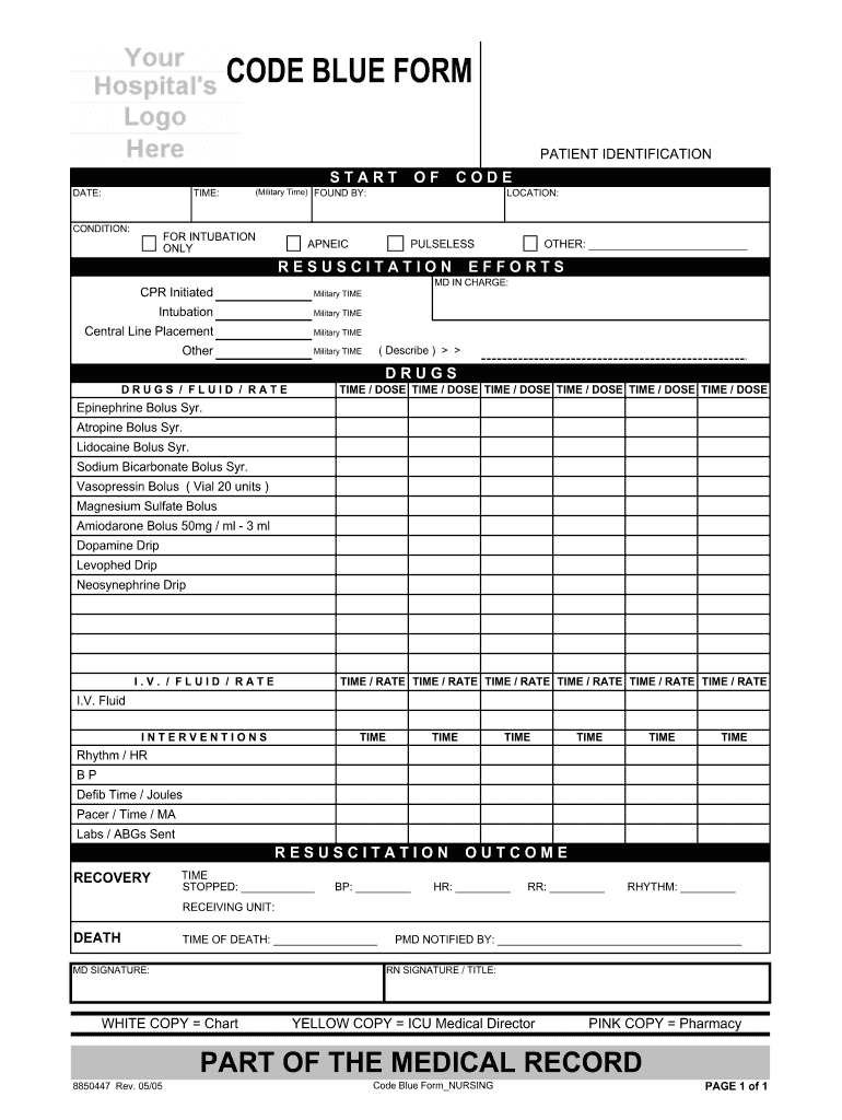 Code Blue Documentation Template  Form