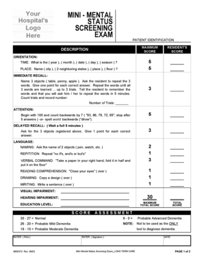 Mini Mental Status Exam  Form