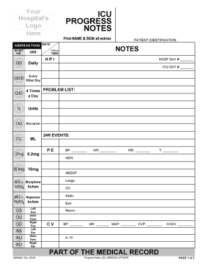 Icu Progress Note Template PDF  Form