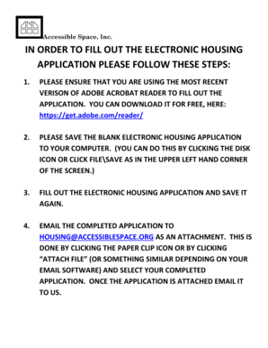 Accessible Space Housing Application  Form