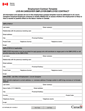  Employment Contract Template Live in Caregiver Employer Employee Contract 2011