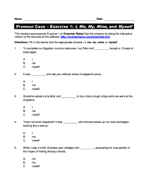 I My Me Mine Myself Exercises PDF  Form