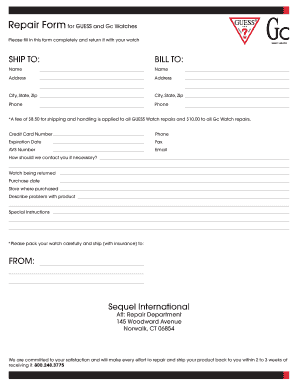 Guess Warranty Registration  Form