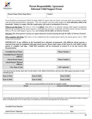 Informal Child Support Agreement Form